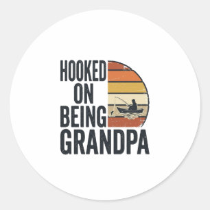 Sticker Rond Accro au fait d'être grand-père pêche rétro vector