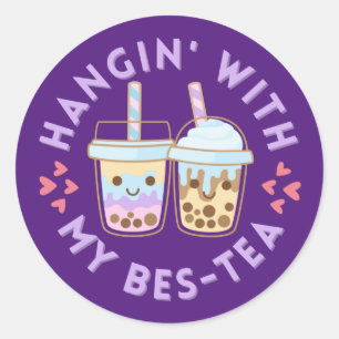 Sticker Rond Accroche-Toi Avec Mon Bes-Tea ! T-shirt
