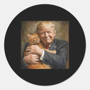 Sticker Rond Accrocher Un Chat Orange 2024
