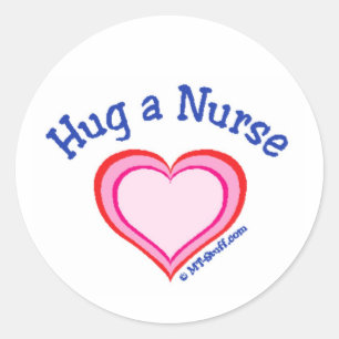 Sticker Rond Accrocher un coeur d'infirmière