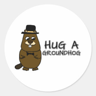 Sticker Rond Accrocher une marmotte