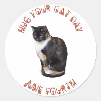 Sticker Rond Accrochez votre chat Jour 4 juin