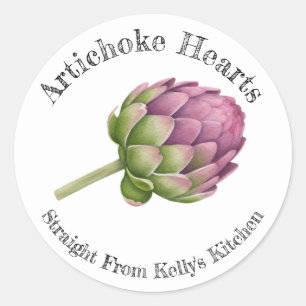 Sticker Rond Accueil Canning Business Artichoke Hearts Étiquett
