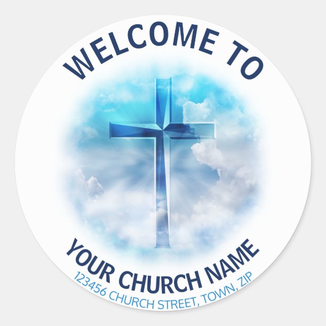 Sticker Rond Accueil Croix Bleue Jésus (Devant)