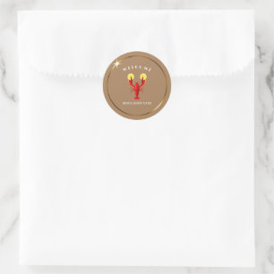 Sticker Rond Accueil de fruits de mer modernes Homard Lime Nom 