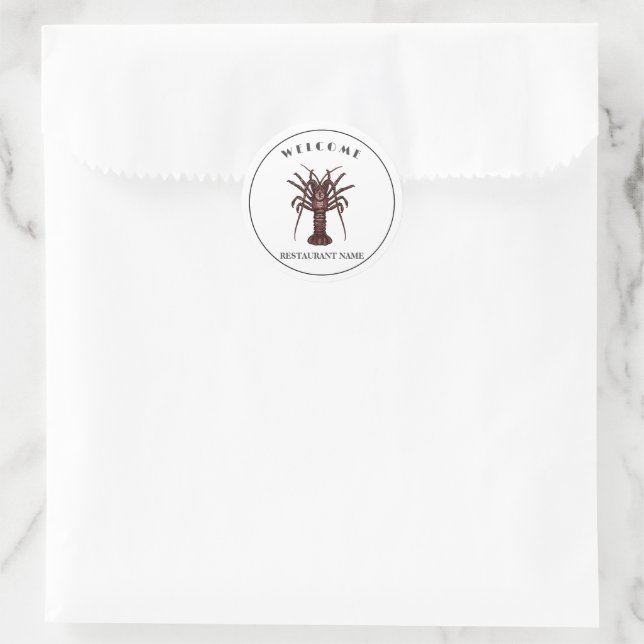 Sticker Rond Accueil de fruits de mer modernes Lobster Restaura (Sac)