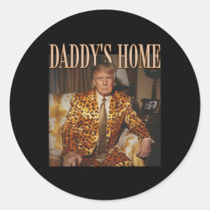Sticker Rond Accueil de papa Trump Trump 2024 Leopard drôle
