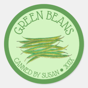 Sticker Rond Accueil Haricots verts cultivés Légumes Canalisés