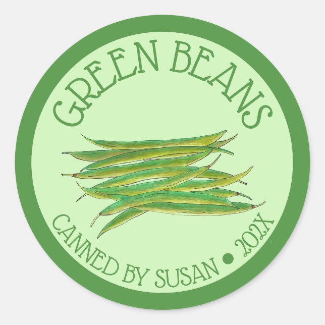 Sticker Rond Accueil Haricots verts cultivés Légumes Canalisés  (Devant)