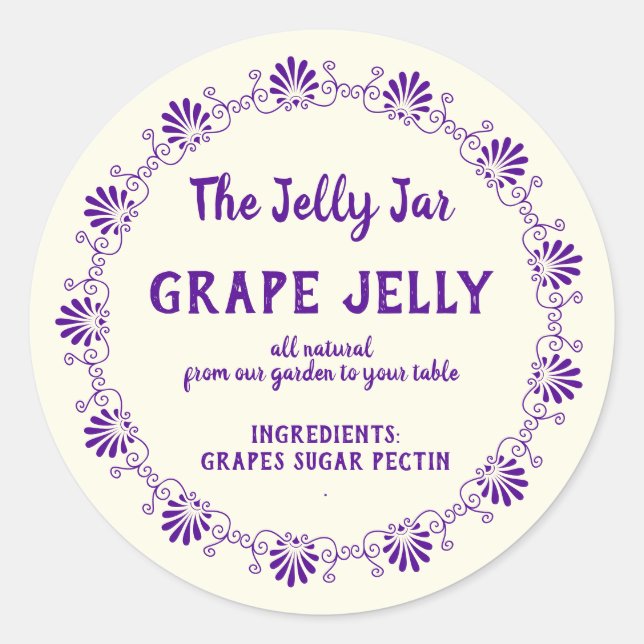 Sticker Rond Accueil Jelly de raisin en conserve Votre nom d'en (Devant)