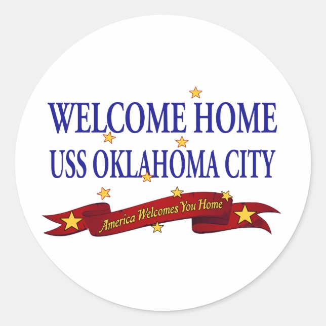 Sticker Rond Accueil USS Oklahoma City (Devant)