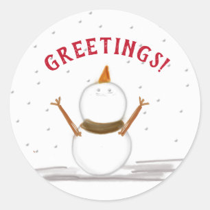 Sticker Rond ACCUEILLIR Tirer De Neige Et De Neige