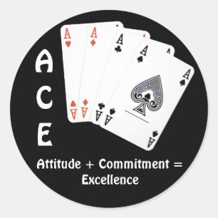 Sticker Rond ACE Attitude + Engagement = Excellence