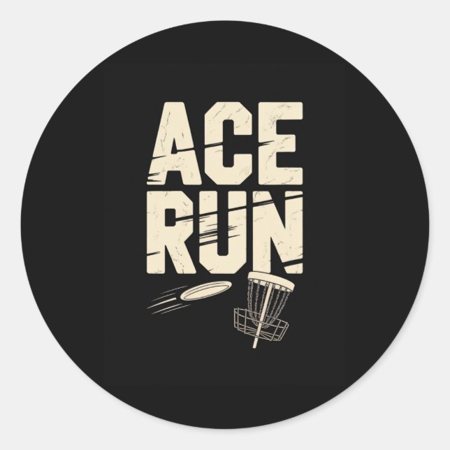 Sticker Rond Ace Run Disc Golf Frisbee Sket Chaînes Rétro  (Devant)