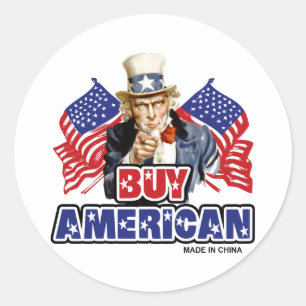 Sticker Rond Acheter Américain ( Fabriqué En Chine ) - Plaisant