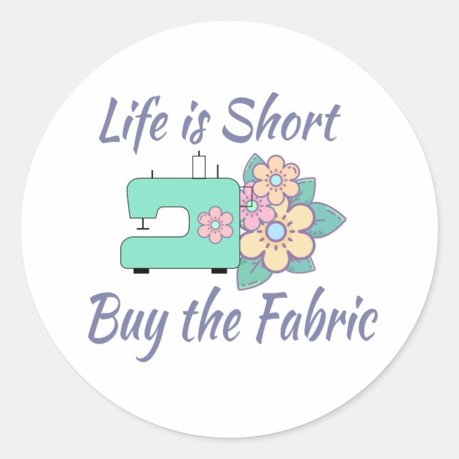 Sticker Rond Acheter la Tissu, couture, courtepointe, artisanat (Devant)