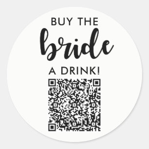 Sticker Rond Acheter un verre à la mariée Code QR pour l'enterr