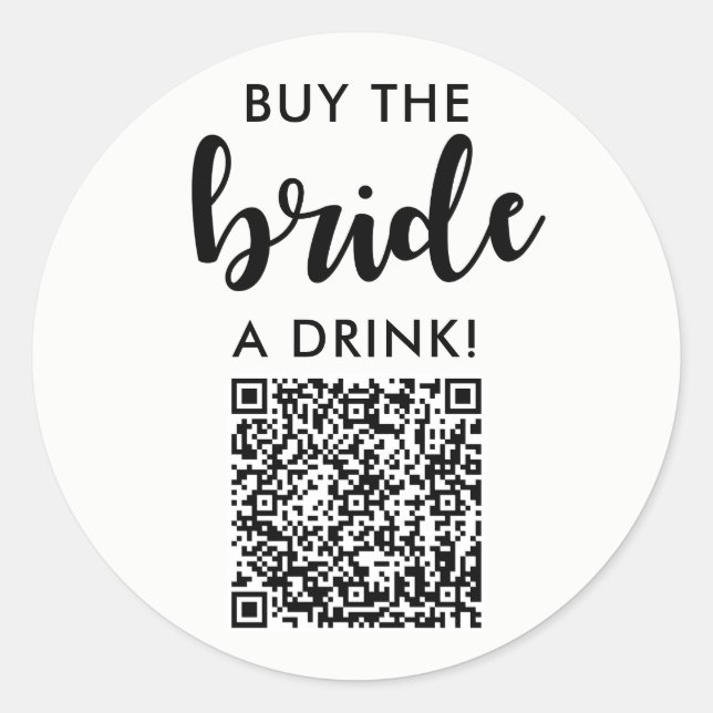 Sticker Rond Acheter un verre à la mariée Code QR pour l'enterr (Devant)