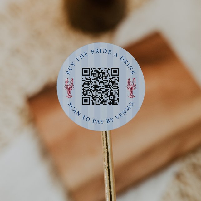 Sticker Rond Achetez la Mariée un Verre EVJF Code QR (Créateur téléchargé)