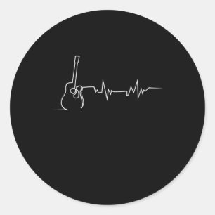 Sticker Rond Acoustic Guitar Heartbeat