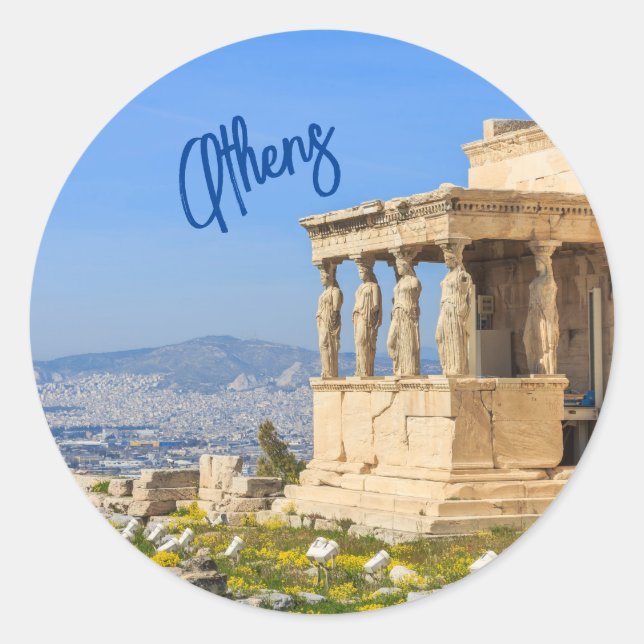 Sticker Rond Acropole, Athènes, Grèce Carte postale (Devant)