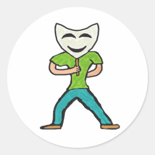 Sticker Rond Acteur agissant avec masque