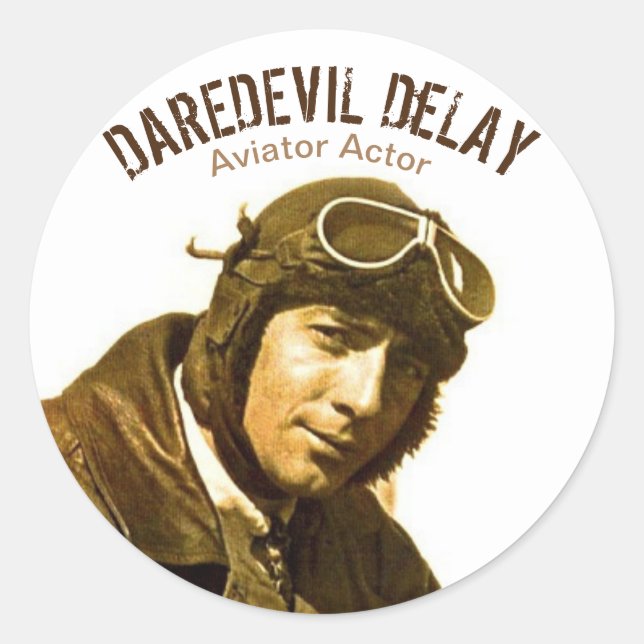 Sticker Rond Acteur de l'aviateur DAREDEVIL DeLAY - Feuille de  (Devant)