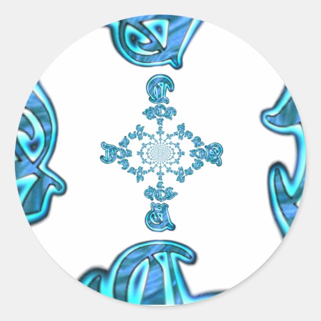 Sticker Rond Action Cyan Turquoise Graffiti Abstrait Imprimer (Devant)