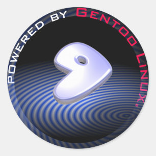 Sticker Rond ACTIONNÉ PAR Gentoo Linux