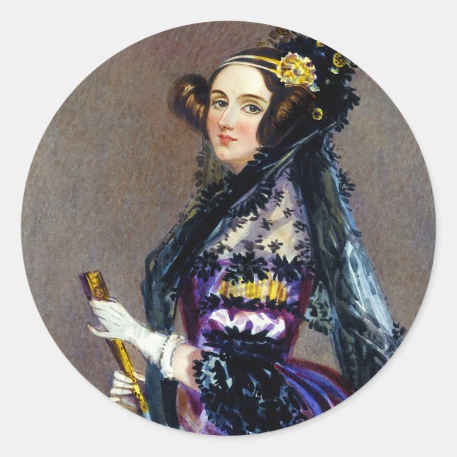 Sticker Rond Ada King comtesse de Lovelace par Alfred Chalon (Devant)