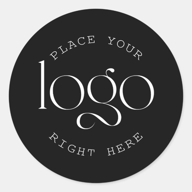 Sticker Rond Add Your Own Custom Business Logo Modern Black (Devant)