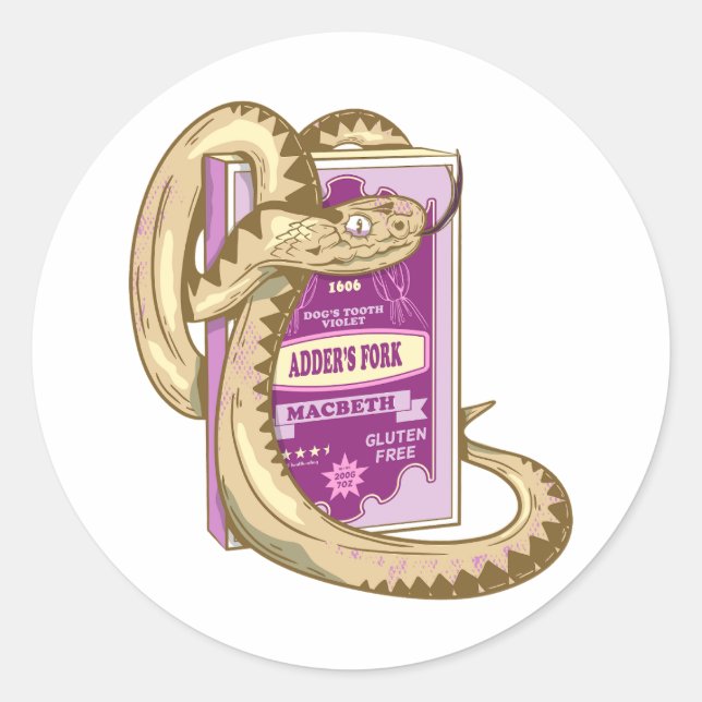 Sticker Rond ADDERS Sorcières de fourche Spell Shakespeare (Devant)