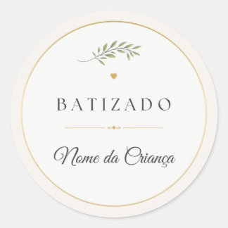 Sticker Rond Adesivo Redondo de Batizado Personalizado Elegante