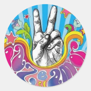 Sticker Rond Adhésive Paix et amour