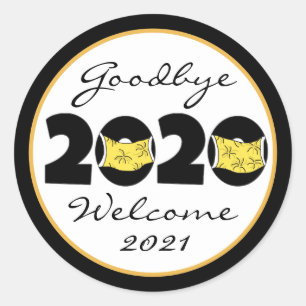 Sticker Rond Adieu 2020, Bienvenue 2021 Nouvel An