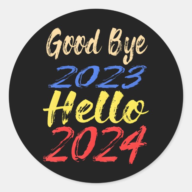 Sticker Rond Adieu 2023 Bonjour 2024 Noël Joyeux Nouveau (Devant)