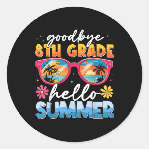 Sticker Rond Adieu 8e année Bonjour Été Diplômé Dernier jour O