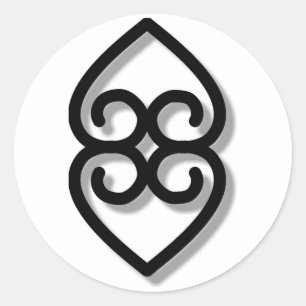 Sticker Rond Adinkra - earth-BW