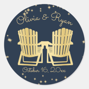 Sticker Rond Adirondack Chaises Plage Ciel étoilé