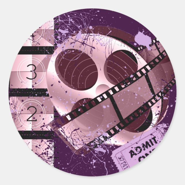 STICKER ROND ADMETTRE UNE CONCEPTION DE FILM FILM (Devant)