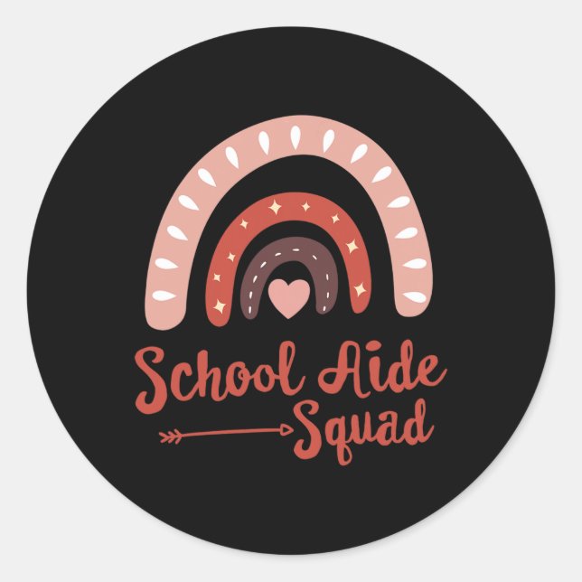 Sticker Rond Admin School Aide Squad Funny Ck To School Teacher (Devant)