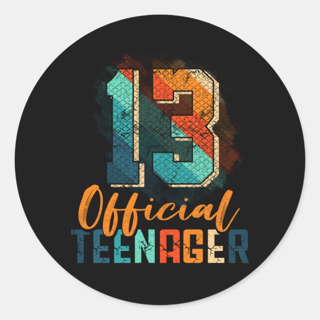 Sticker Rond Adolescent officiel 13e anniversaire 13 ans Annive (Devant)