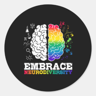 Sticker Rond Adopter la Neurodiversité Cerveau Cool Sensibilisa