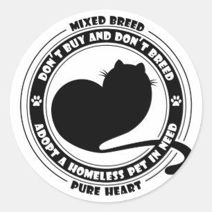 Sticker Rond Adopter Un Animal De Compagnie Dans Le Besoin