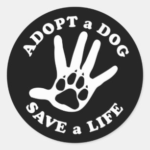 Sticker Rond Adopter un chien sauver une vie - Conception pour 