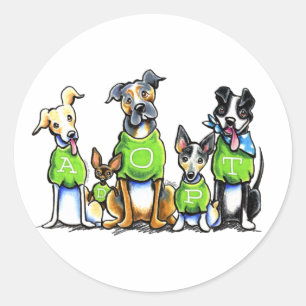 Sticker Rond Adoptez les chiens d'abri le tee - shirt que vert