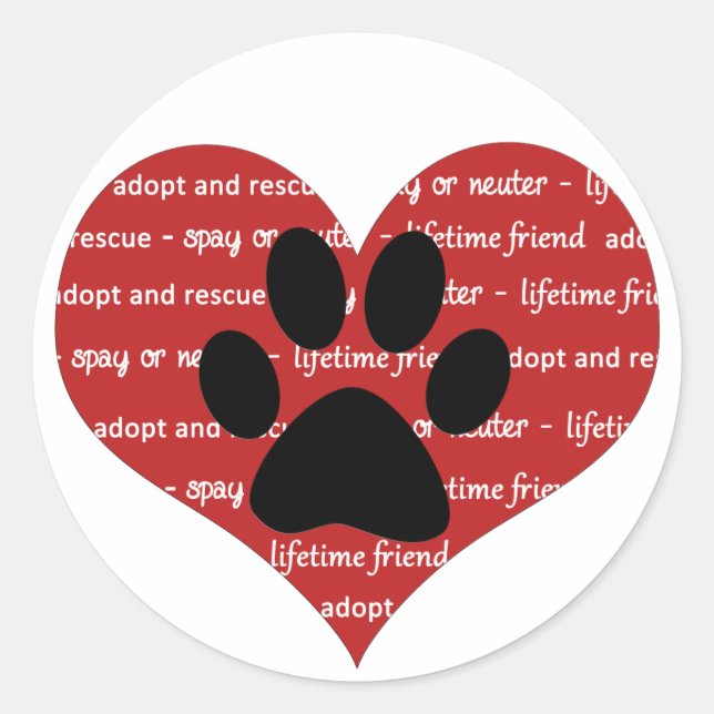 Sticker Rond Adoption de animal de compagnie, secourir le coeur (Devant)