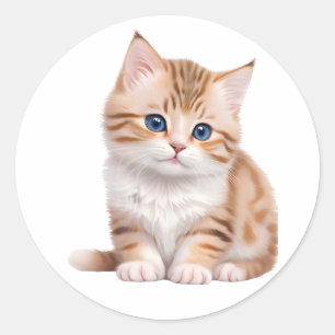 Sticker Rond adorable Baby Kitten mignonne Feline