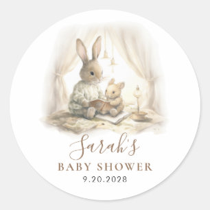 Sticker Rond Adorable Baby shower de lapin aquarelle