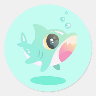 Sticker Rond adorable bébé requin